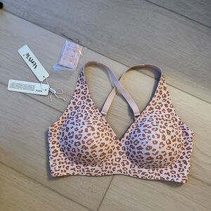 Pink Leopard Print Wireless Crossback Bra